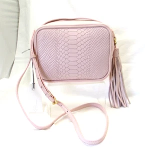 GiGi New York Madison Leder Umhängetasche mit Quaste Python geprägt Pink Neu mit Etikett - Bild 1 von 10