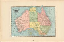 1901 Tunison Australia & South Africa antique map ~ 22.8" x 14.6" nice color