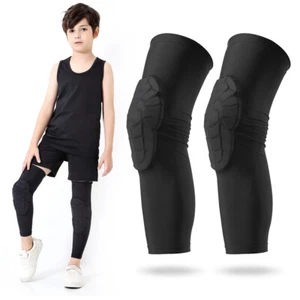 Kids Leg Sleeves Anti-Slip Leg Sleeves W/ Protective Knee Pads for Basketball - Picture 1 of 11