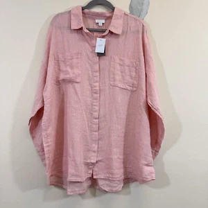 J. JILL Love Linen Women’s 100% Linen Tunic Shirt Size 1X Relaxed Fit New - Picture 1 of 6