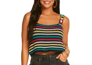 Jessica Simpson size Medium Sleeveless Crop Sweater Tank Top Multicolor New - Picture 1 of 6