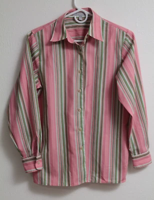 Pink Foxcroft Women's Blouse/Top Stripe Long Sleeve Classic Button-Up Size 4P - Image 1 of 4
