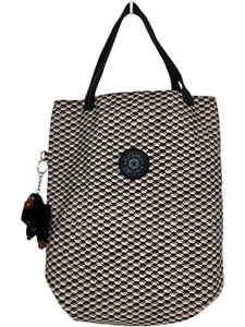 Kipling Tote Bag Black Beige 13x12 with Plush Bag Charm - Picture 1 of 10