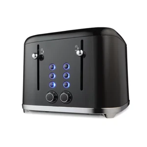 4 Slice Stainless Steel Toaster Multiple Functions LED Indicator -Black - Picture 1 of 7