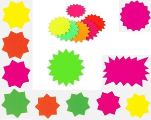 Fluorescent Neon Shapes Stars Flash Cards Display Shop Retail Tags Labels - Picture 1 of 9