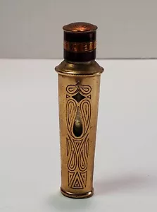 Empty Vintage Faberge Woodhue Perfume Bottle Art Deco Brass Overlay - Picture 1 of 8