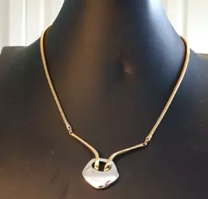 AMWAY Vintage Artistry Statement Choker Necklace Gold & Silver Two Tone 14" Long - Picture 1 of 6
