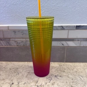 Starbucks 2022 Summer Collection Venti 24oz Cold Cup Tumbler lemon yellow&pink - Picture 1 of 7