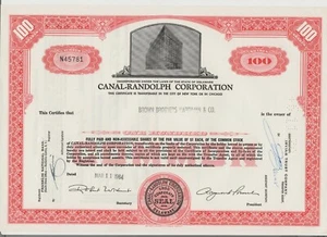 Certificado de acciones de Canal-Randolph Corporation - Imagen 1 de 1