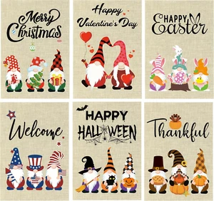 6Pcs Easter Gnome Seasonal Garden Flag Set for Halloween Thanksgiving Christmas - Picture 1 of 8