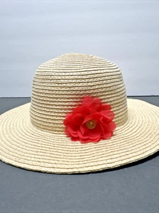 Gymboree Natural Floral floppy Sun Hat Red flower packable Size 2T-3T Classic - Picture 1 of 11