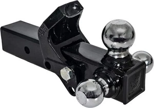 Black Tri Ball Hitch With Pintle Hook For 2 1 2 Inch Receivers Durable 14K Lb - Picture 1 of 6