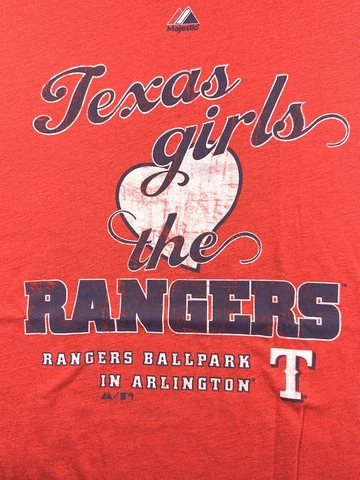 Authentic Majestic Woman's / Texas Rangers / T Shirt / Red /  Reg Price $32 Cover