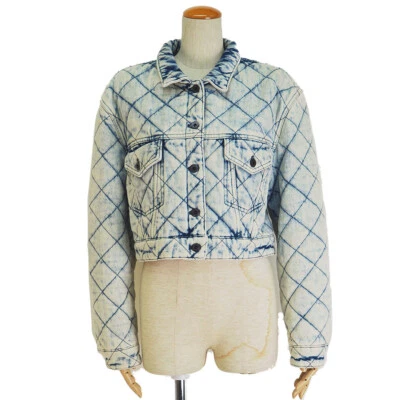 Chaqueta vaquera acolchada MIU MIU azul GWB086 38 damas lavado químico reutilización usada Foto 1 de 4