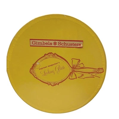 Vintage Gimbels Schusters Looking Glass Ingenue Magazine Hat Box Yellow Holiday - Image 1 of 4