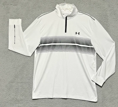 Under Armour Cold Gear Mens Medium 1/4 Zip Up Jacket White UA Golf Sportswear - Image 1 of 4