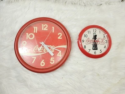 2 Vintage Rare Coca-Cola Advertising Wall Decor Clock Sign 90s Coke Soda Pop - Image 1 of 4