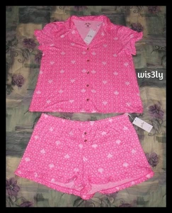 NWT Lilly Pulitzer X-LARGE Valaine Augustina PJ 2Pc Set Pink Fluttering Hearts - Picture 1 of 3