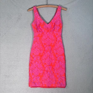 Gold Label Nicole Miller Sheath Dress Women's Size 4 Pink Jacquard Paisley Batik - Picture 1 of 12