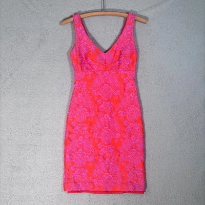 Gold Label Nicole Miller Sheath Dress Women's Size 4 Pink Jacquard Paisley Batik - Image 1 of 4