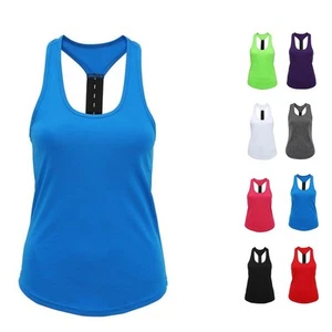 TriDri Womens Racer Strap Back Vest Active Performance Running Yoga Gym Top - Picture 1 of 19