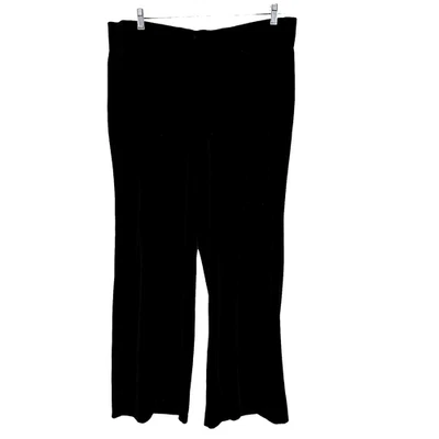 V Sport Velvet Wide Leg Pants Womens XL 14/16 Black Velour Elastic Waist Comfort - Image 1 of 4