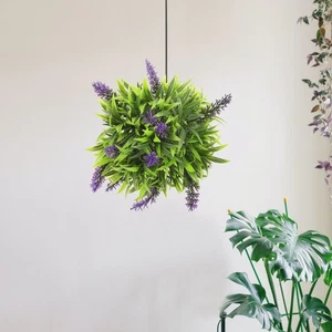 Bola de césped artificial para colgar planta bola de césped simulado planta de paisajismo 2 piezas - Imagen 1 de 12