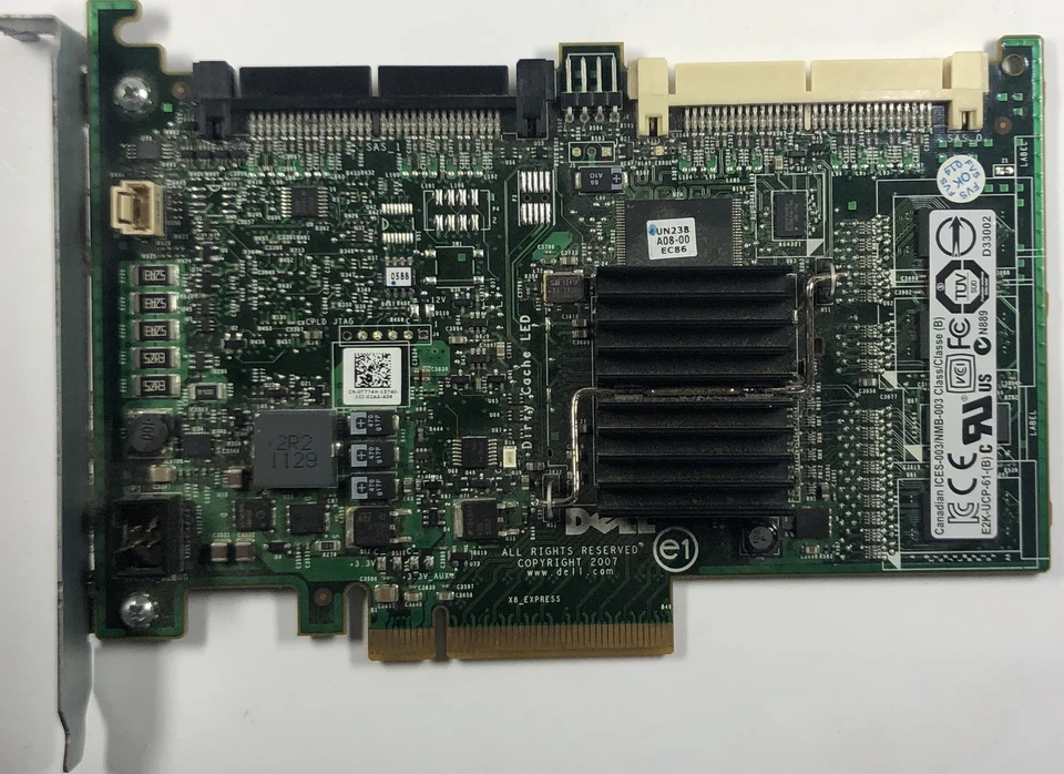 Dell PowerEdge T410 G2 Server Perc 6i SAS PCI-E RAID Controller- T774H - Image 1 of 1