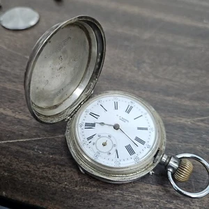Antique J.F. Boutte Geneve [ Silver 875/100 Hunter Case ] Old Pocket Watch As-Is - Picture 1 of 13