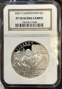 2007-P $1 Jamestown Silver Commemorative ~ NGC PF70 Ultra Cameo - Picture 1 of 2