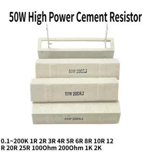 50W High Power Cement Resistor 5% 0.1~200K 1R 2R 3R 4R 5R 6R 8R 10R 12R 1K 2K - Picture 1 of 4