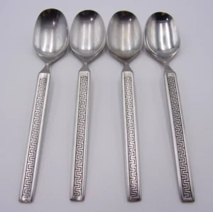 Noritake EROS Place Oval Soup Spoons Lot of 4 18/8 Stainless Japan 7" - Picture 1 of 7