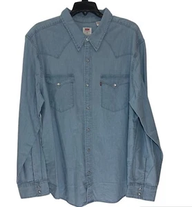 Camicia uomo Levis XLarge denim perla snap western taglio standrad manica lunga nuova con etichetta - Foto 1 di 6