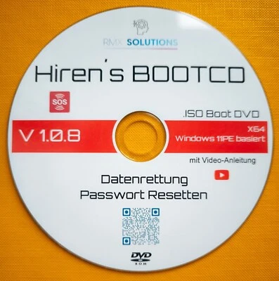 Hiren´s Hiren Boot CD 1.0.8 DVD Datenrettung Passwort Reset Reparatur Windows 11 - Bild 1 von 3