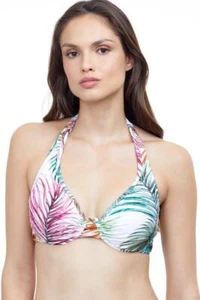 PROFILE BY GOTTEX 40D White Tropico Underwire Halter Bikini Swim Top NWT $78 - Picture 1 of 2
