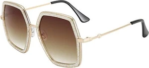 STORYCOAST Oversized Square Sunglasses Womens Retro (8696)clear / Brown - Picture 1 of 7