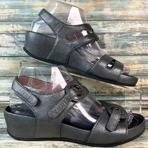 Abeo Womens Comfort Sandals Size 7 Greta Pewter Gray Leather Wedge Casual READ - Picture 1 of 12