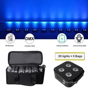20pcs with 5 bags Wedding DJ Uplighting 4x12w RGBWA UV Wireless LED Remote lamp - Picture 1 of 15