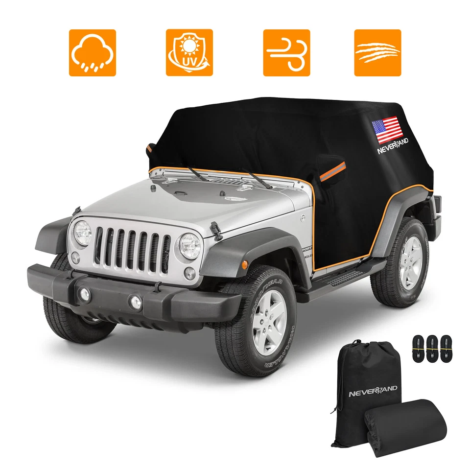 Half Car Cover for Jeep Wrangler 4 Door JKU JLU 2007 2018 2019 2010 2011-2024 - Image 1 of 4