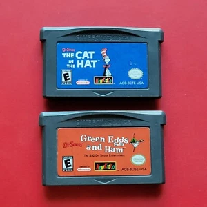 Dr. Seuss Cat in the Hat & Green Eggs and Ham Game Boy Advance Lot 2 Kids Games - Picture 1 of 9