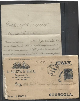 1908UNITED STATES COVER FROM NEW YORK BANK AND CURRENCY EXCHANGE OFFICE TO ITALY - Image 1 of 2