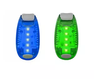 1 luce di sicurezza LED blu 1 verde clip notturna lampeggiante corsa bicicletta animale domestico - Foto 1 di 11