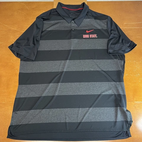 Ohio State Buckeyes Shirt Mens 2XL Black Short Sleeve Striped Dri Fit Polo Nike Cover