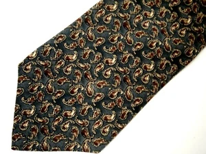 Vtg Zylos George Machado Mens Necktie Tie Grey Brown Mini Paisley 56" Short - Picture 1 of 4