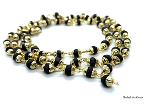 TULSI BLACK TULASI KRISHNA JAPA MALA NECKLACE BEADS PRAYER YOGA HINDU CHOKER OM - Picture 1 of 2