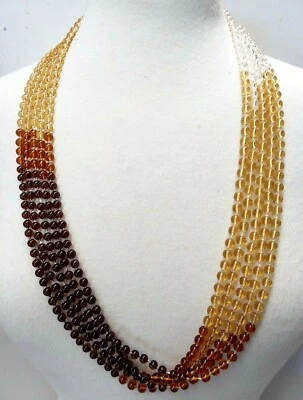 Collar largo Talbots multi-trenza amarillo, marrón, tostado, cuentas transparentes 32" Foto 1 de 4