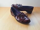 Hotter Shipley Women`s Burgundy Patent Leather Tasseled Loafers Shoes Size 7
