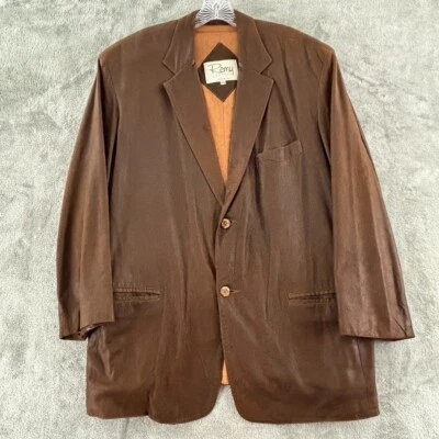 Blazer de cuero Remy vintage para hombre 44 marrón oscuro bolsillos suaves forrados chaqueta con botones Foto 1 de 4