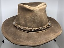 North Star Leather Hat Brown Western Made In The U.S.A Braided Band Sz Small