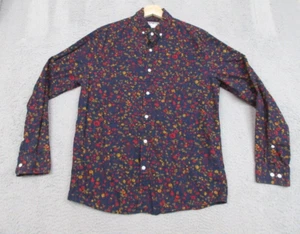 Express Shirt Men M Blue Floral  Y2K Indie Sleaze Streetwear Grunge Hipster - Picture 1 of 17